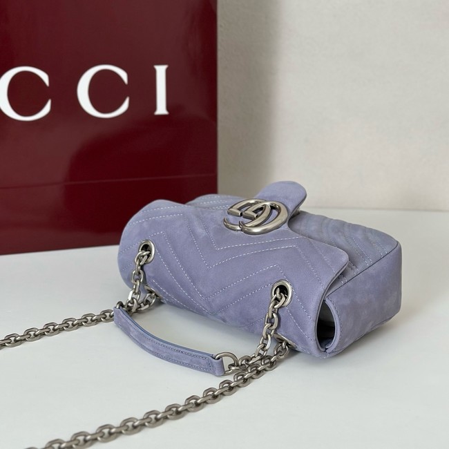 Gucci GG Marmont small shoulder bag 837280 Variation dusty blue suede