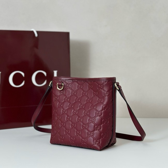 Gucci GG Emblem nano bucket bag 847090 Rosso Ancora red