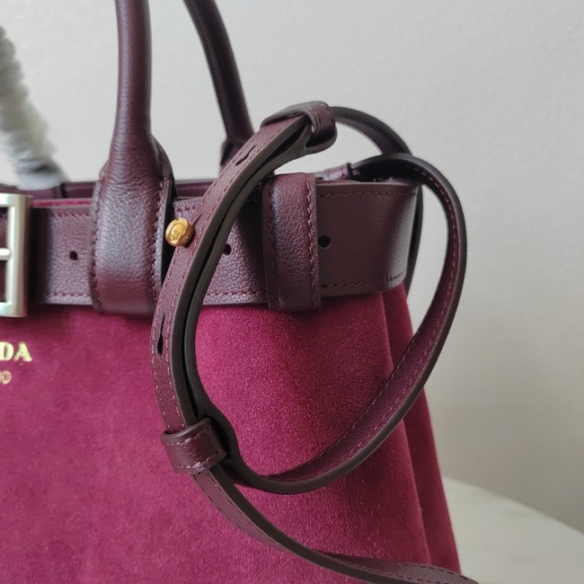 Prada medium leather tote bag 1BA434 Purple red