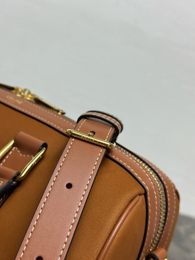 Celine LARGE BOSTON in SUEDE CALFSKIN 121323 TOBACCO
