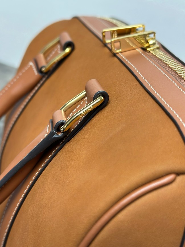 Celine LARGE BOSTON in SUEDE CALFSKIN 121323 TOBACCO