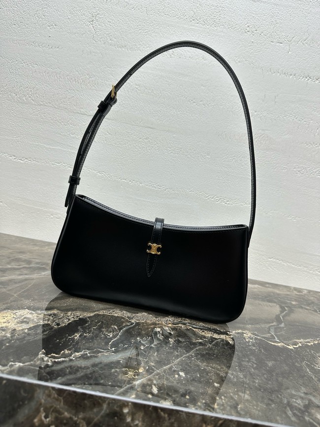 Celine TINA SHOULDER BAG IN shiny calfskin 123053 black