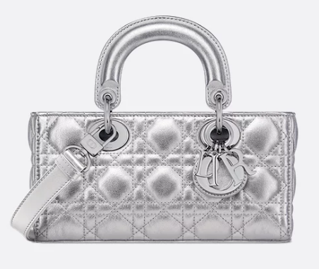 Dior Small Lady D-Joy Bag Silver-Tone Metallic Cannage Calfskin M0613 Dior Small Lady D-Joy Bag Silver-Tone Metallic Cannage Calfskin M0613