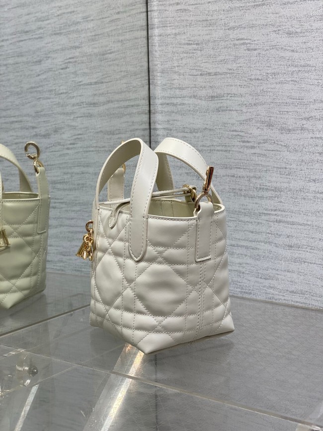 Dior Toujours Vertical Nano Tote Bag Macrocannage Calfskin S6100 Latte