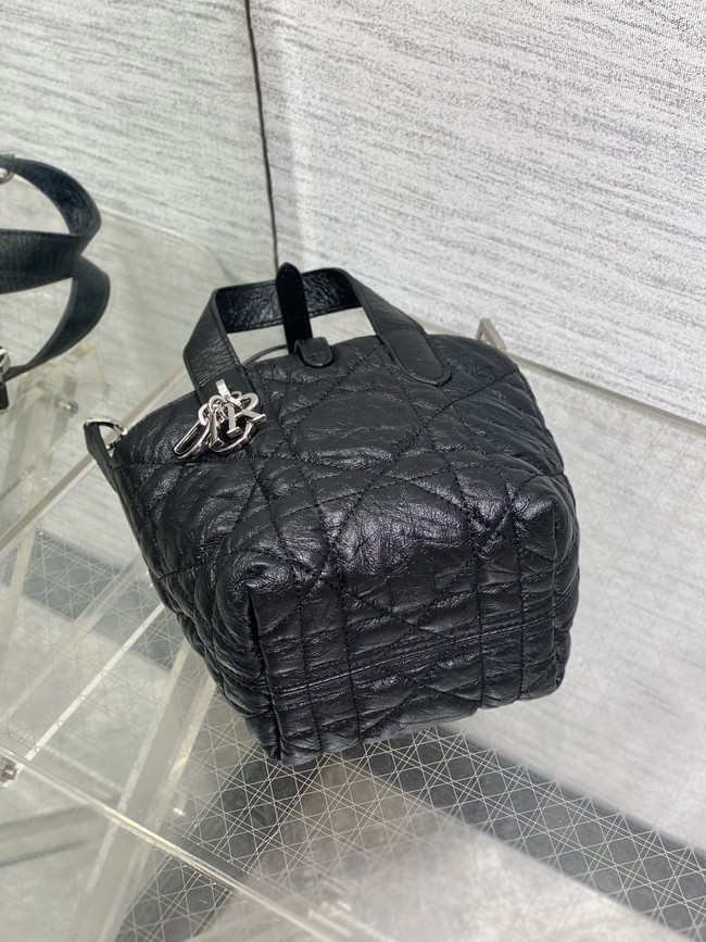 Dior Toujours Vertical Nano Tote Bag Macrocannage Calfskin S6100 black & Silver