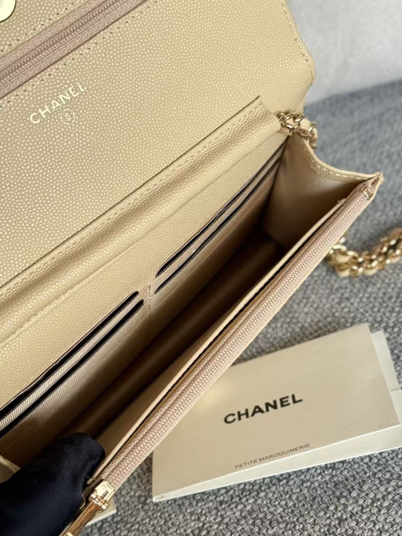 Chanel WOC Original Caviar Leather Flap cross-body bag CF33814 Beige Gold chain Chanel WOC Original Caviar Leather Flap cross-body bag CF33814 Beige Gold chain