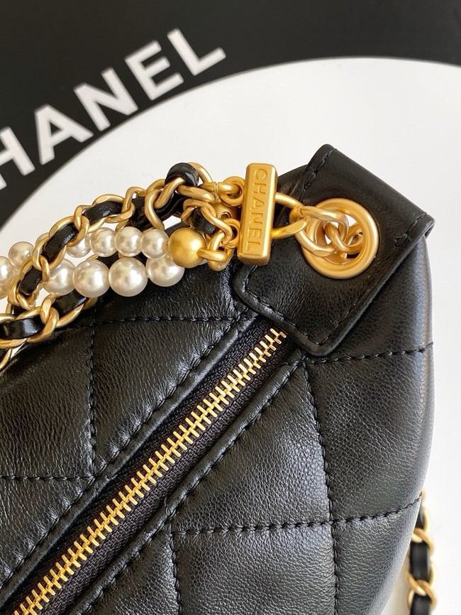 Chanel Lambskin Hobo Handbag AS5898 black