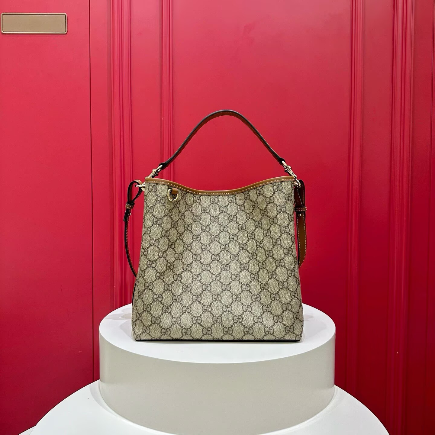 GUCCI GG Emblem medium bucket bag 815103 Brown GUCCI GG Emblem medium bucket bag 815103 Brown