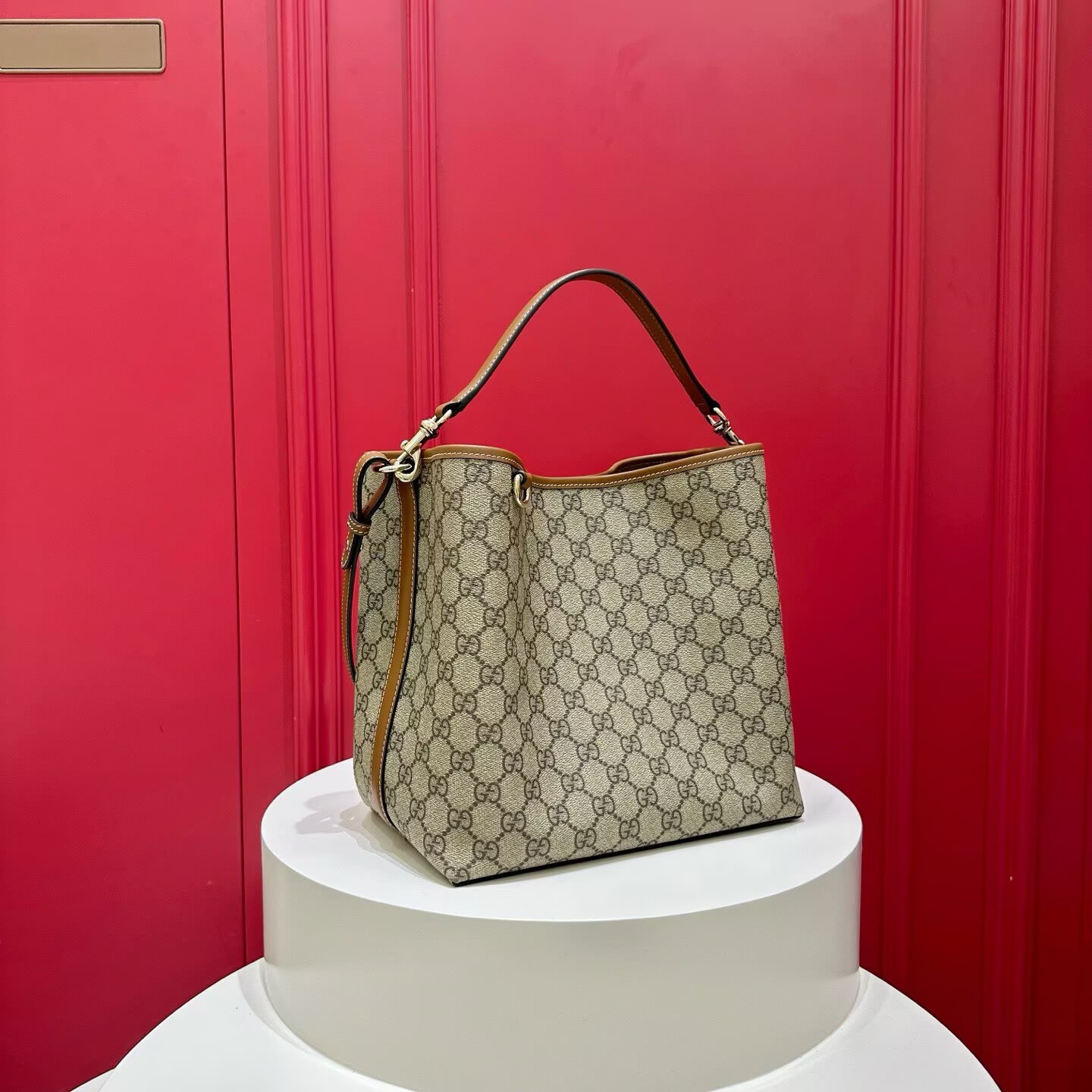 GUCCI GG Emblem medium bucket bag 815103 Brown GUCCI GG Emblem medium bucket bag 815103 Brown