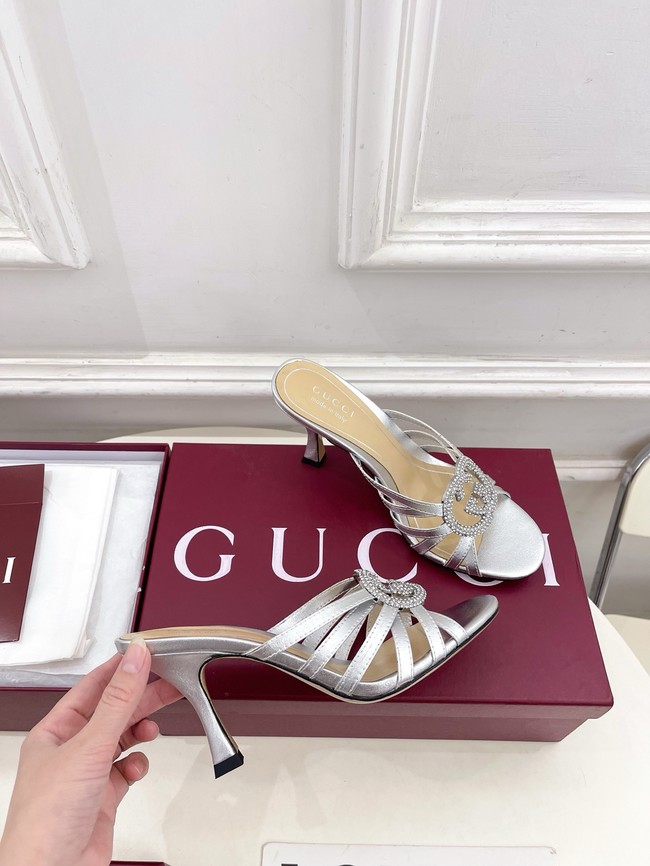 Gucci Womens slide sandal with crystal Interlocking G 852663-1