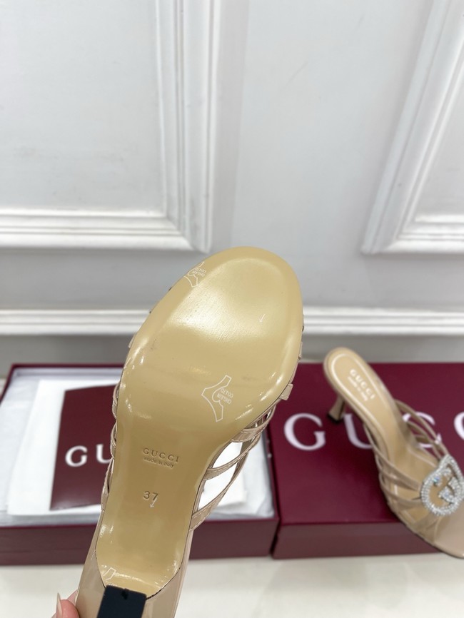 Gucci Womens slide sandal with crystal Interlocking G 852663-5