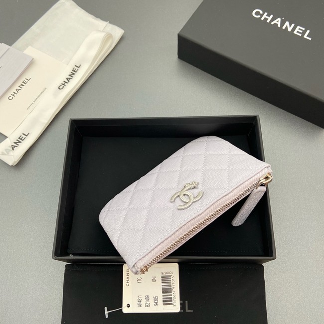 Chanel Zipped Pocket wallet S4811 light gray