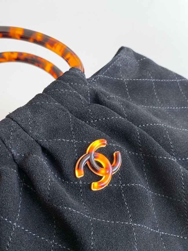 CHANEL Hobo Bag Suede AS6010 black