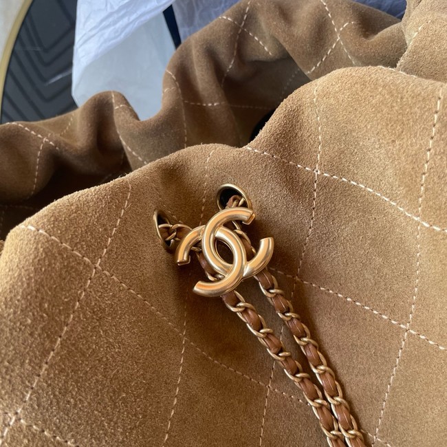 CHANEL Large Hobo Bag Suede AS5967 brown