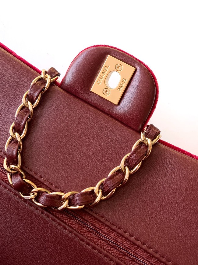 CHANEL Classic 11.12 Handbag velvet A01112 red