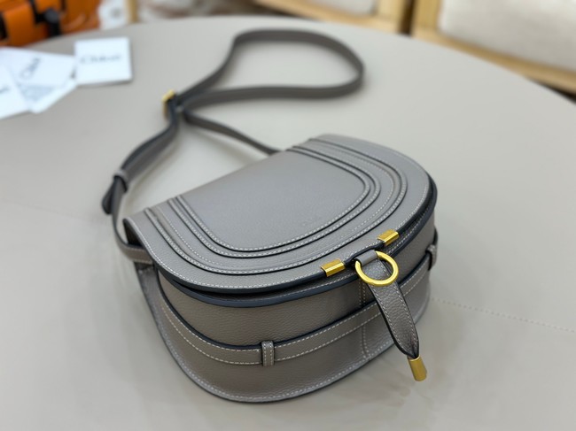 Chloe Grained Calfskin MARCIE saddle bag 31054 dark gray