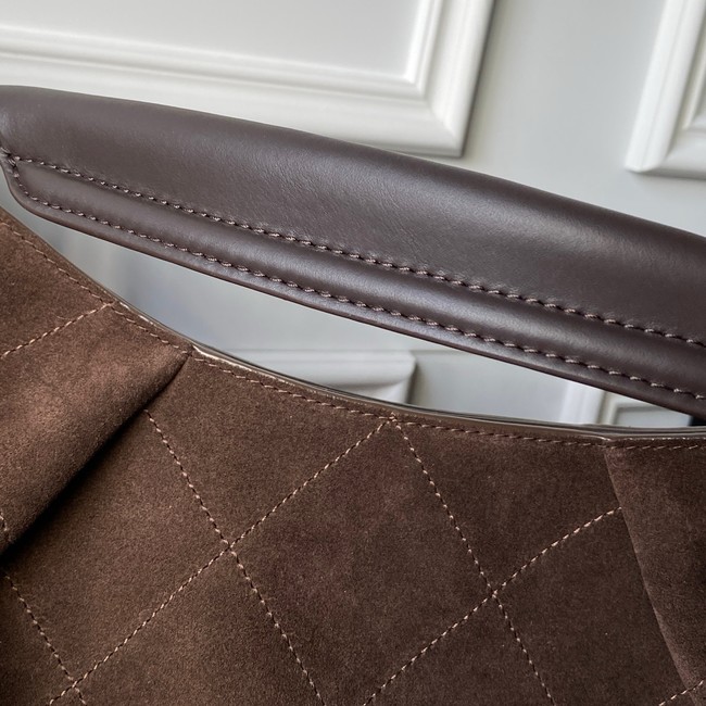 CHANEL Hobo Bag Suede Calfskin AS5978 Dark Brown