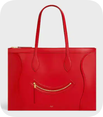 Celine FLAT CABAS NEW LUGGAGE IN GLOSSY CALFSKIN 123963 Ultra Red