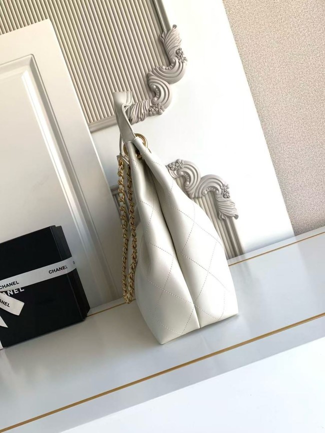 CHANEL Hobo Bag Lambskin AS5978 white