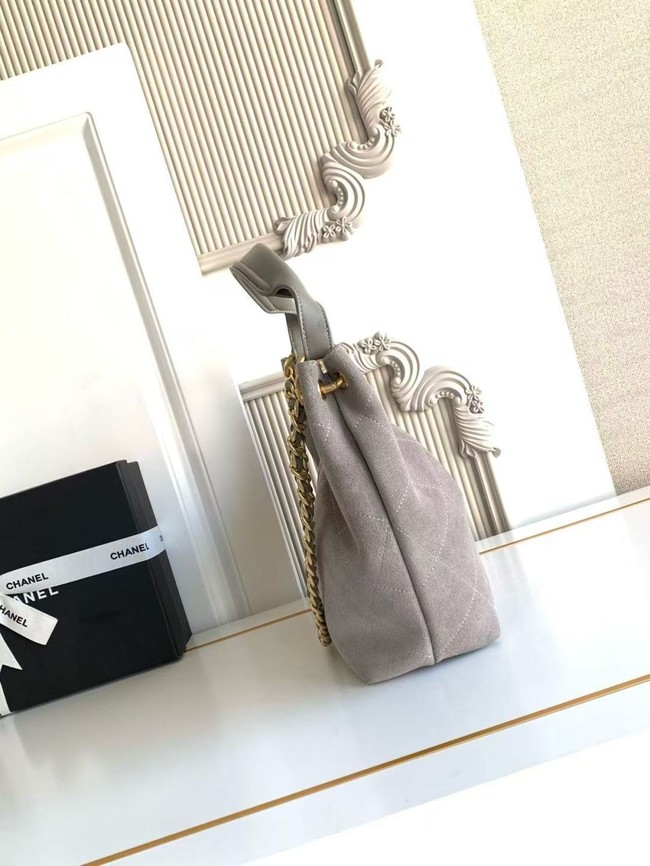 CHANEL Hobo Bag Suede Calfskin AS5970 gray