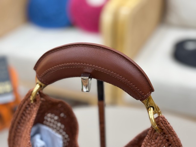 Chloe SUMMER straw and leather tote bag 1668 brown