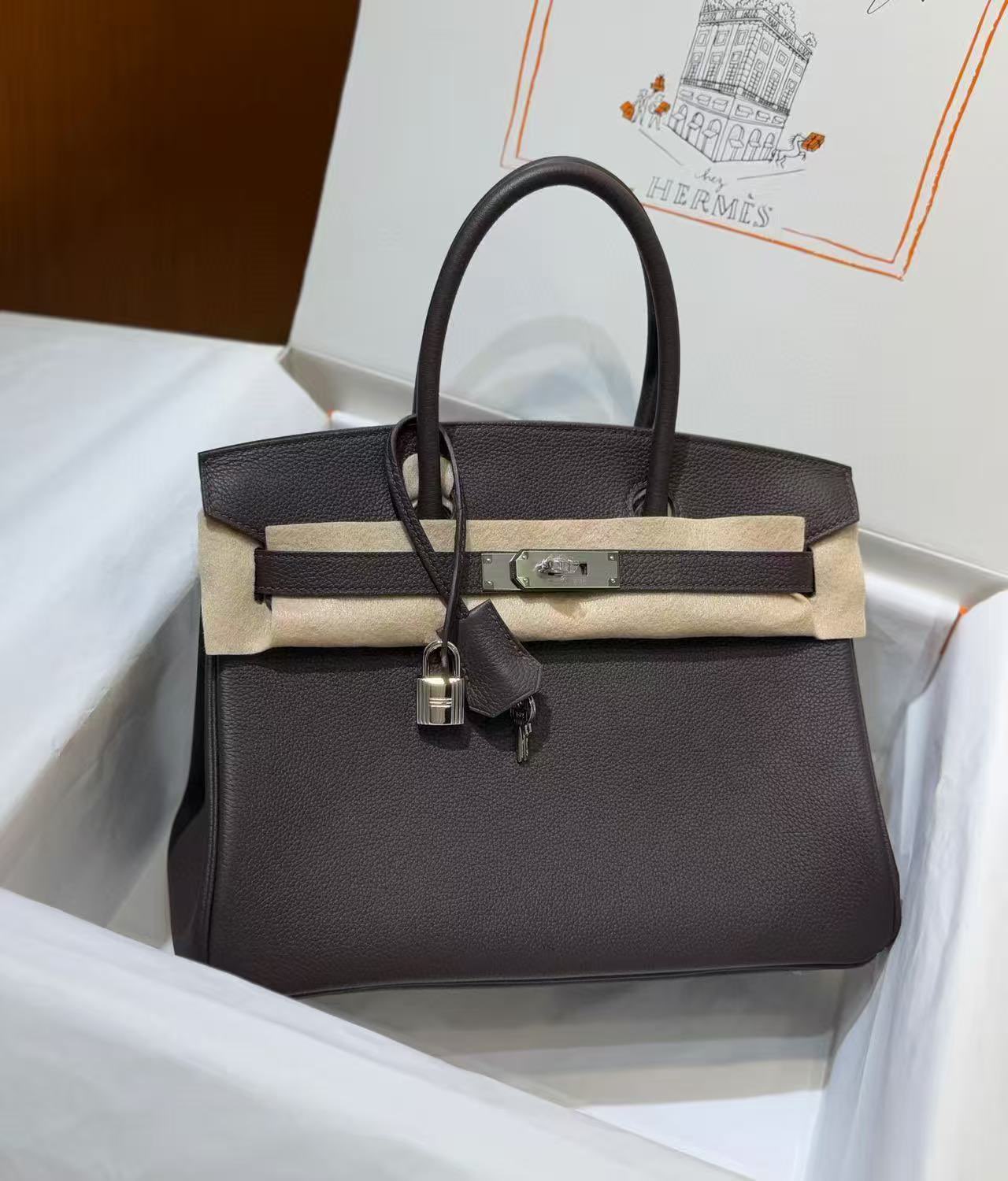 Hermes Original Togo Leather HB30O Coffee