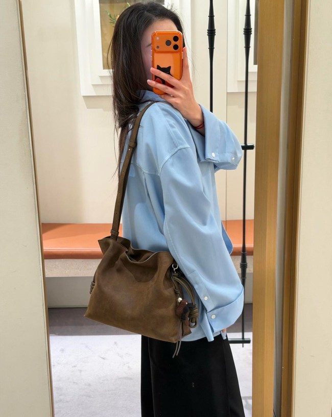 Loewe Flamenco Leather Shoulder Bag 262355 dark brown