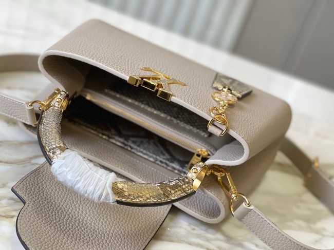 Louis Vuitton Capucines BB M89369 light gray&gold Snake skin