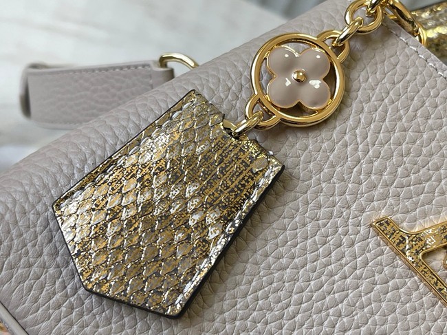 Louis Vuitton Capucines Mini M89369 light gray&gold Snake skin