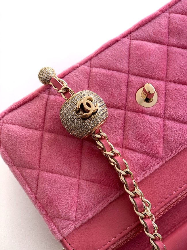 Chanel velvet Wallet On Chain AP1450 pink