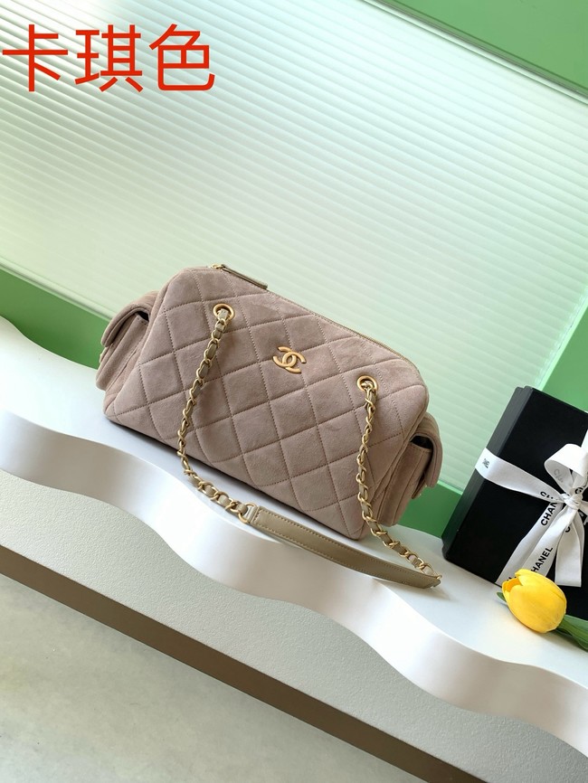 Chanel velvet Small Bowling Bag AS5792 Khaki