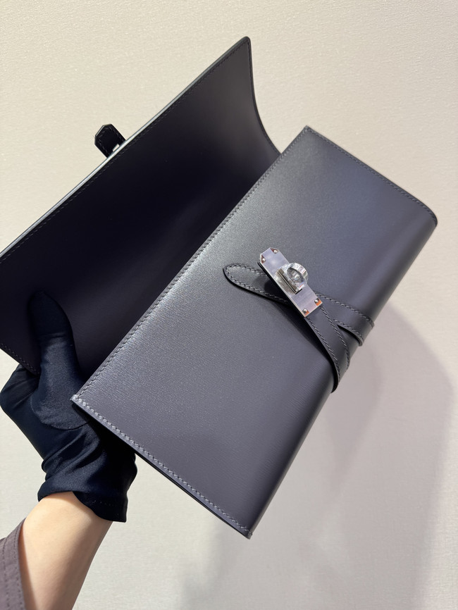 Hermes swift Leather Clutch 37568 dark gray Hermes swift Leather Clutch 37568 dark gray