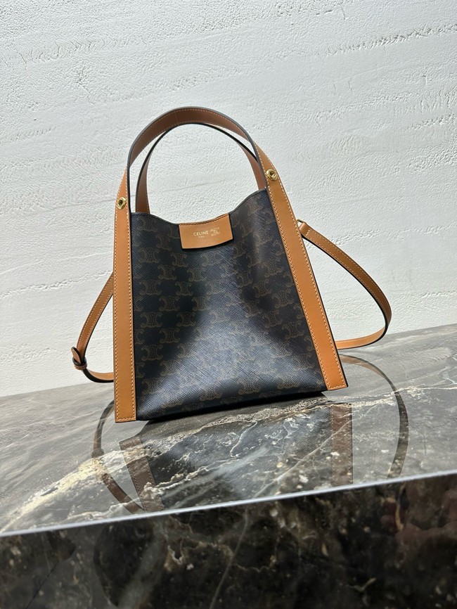 Celine SMALL CUBE BAG IN Triomphe Canvas and NATURAL Calfskin 124182 MIEL