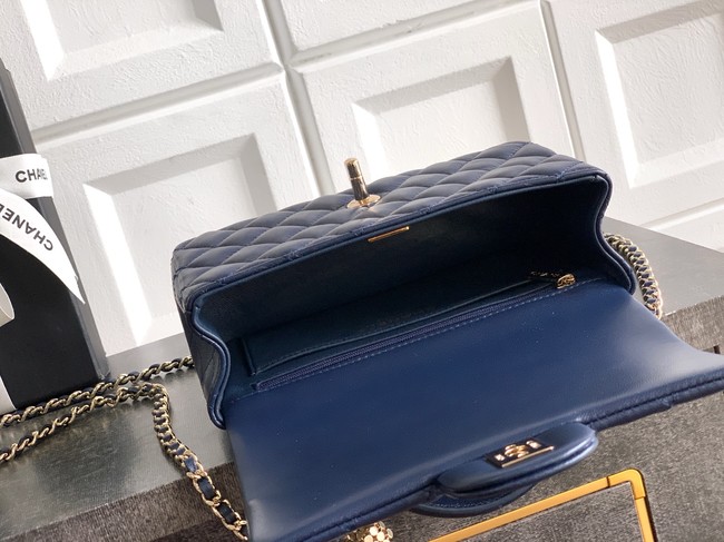 CHANEL Mini Flap Bag with Top Handle AP2431 dark blue