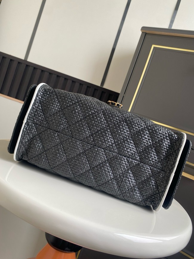 CHANEL 25 Small Handbag Printed Fabric AS5293 black