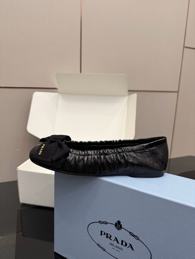Prada Mordore nappa leather ballerinas with bow 55723-1