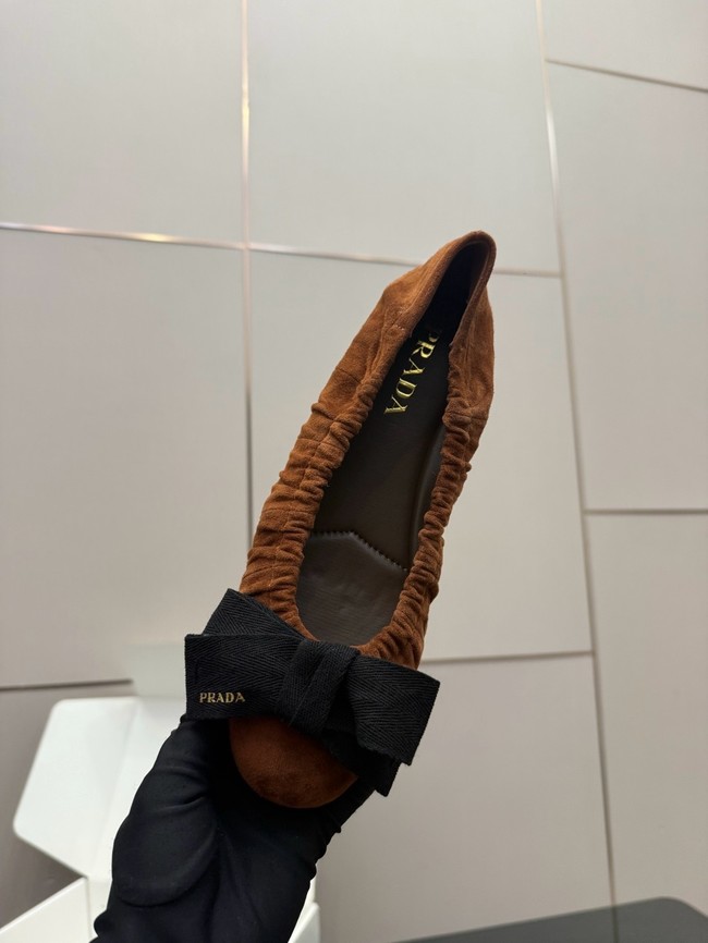 Prada Mordore nappa leather ballerinas with bow 55723-7