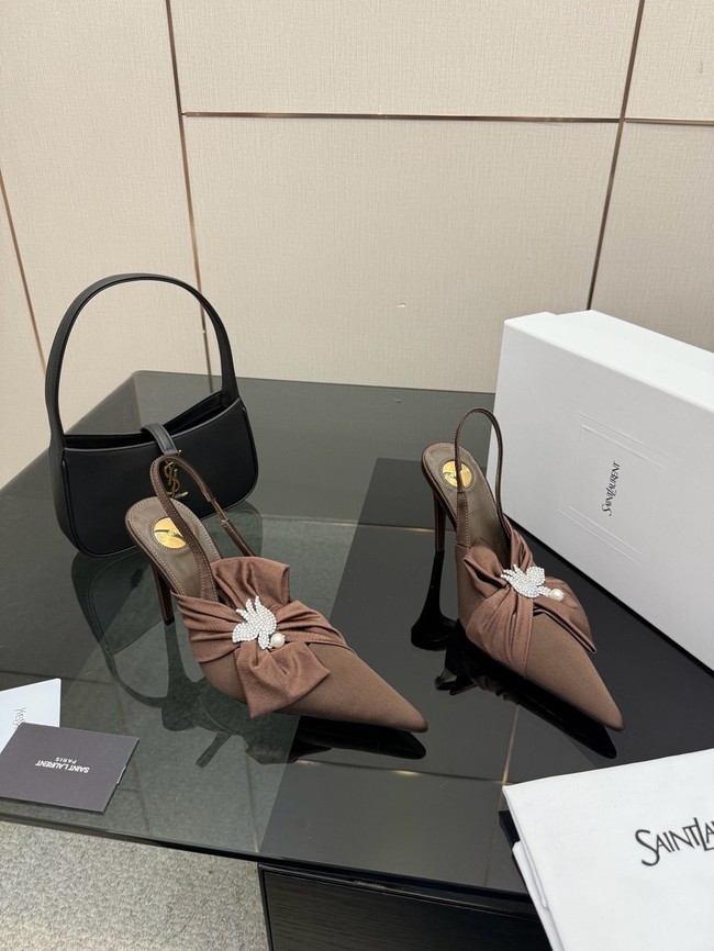 Saint Laurent AMALIA slingback pumps in satin crepe Heel 10.5CM 55726-5