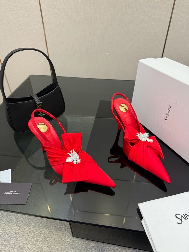 Saint Laurent AMALIA slingback pumps in satin crepe Heel 10.5CM 55726-6