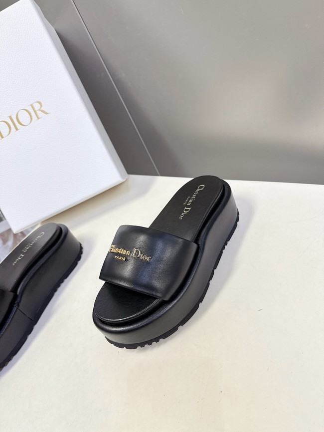 Dior D-Lane Platform Slide Black Padded Lambskin KCO497LA