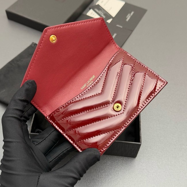 SAINT LAURENT UPTOWN FLAP CARD CASE IN GRAIN DE POUDRE LEATHER 612808-3