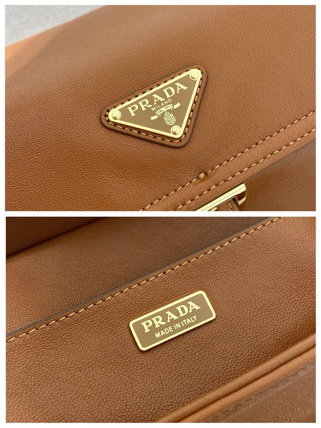 Prada Route medium leather tote bag 1BD394 camel