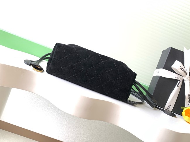 CHANEL Hobo Bag Suede Calfskin AS5227 black