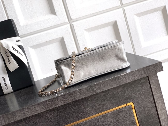 Chanel Mini Flap Bag with Top Handle AS5984 silver
