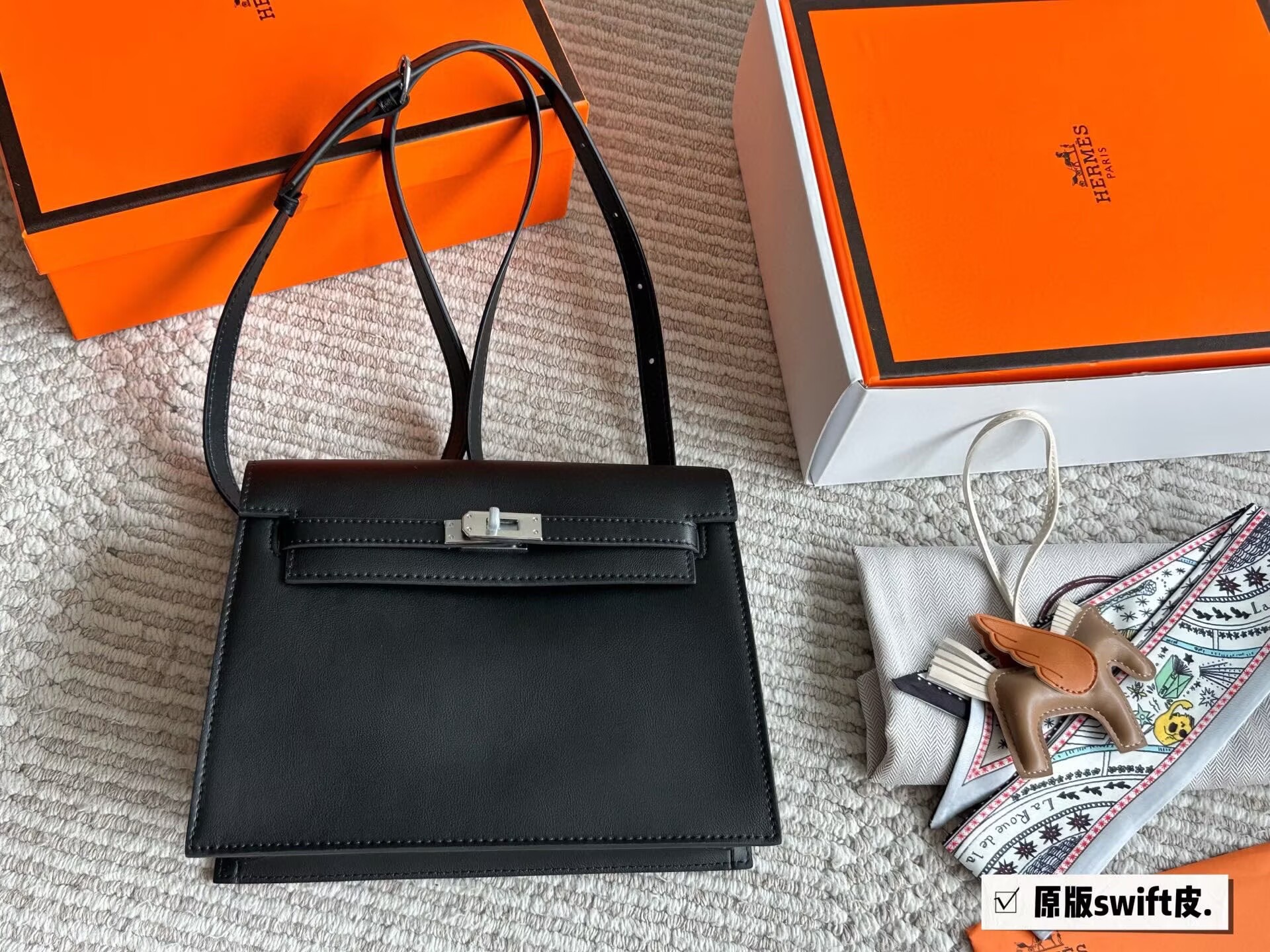 Hermes Kelly Danse Original Swift Leather 22CM KL22 Black Hermes Kelly Danse Original Swift Leather 22CM KL22 Black