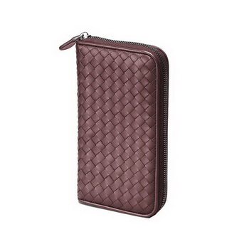 Bottega Veneta 114076 V001N 2201 Intrecciato Nappa Zip Around Wallet Maroon