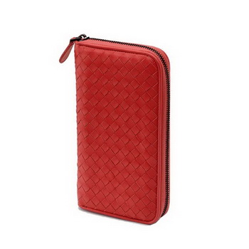 Bottega Veneta 114076 V001N 7501 Intrecciato Nappa Zip Around Wallet Fire