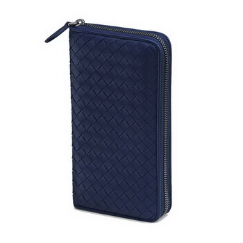 Bottega Veneta 275064 V001N 4207 Intrecciato Nappa Zip Around Wallet Indigo Blu