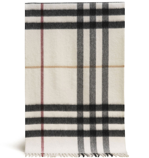 Burberry Cashmere Ivory Giant Check Scarf