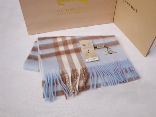 Burberry Cashmere Light Blue Giant Check Scarf